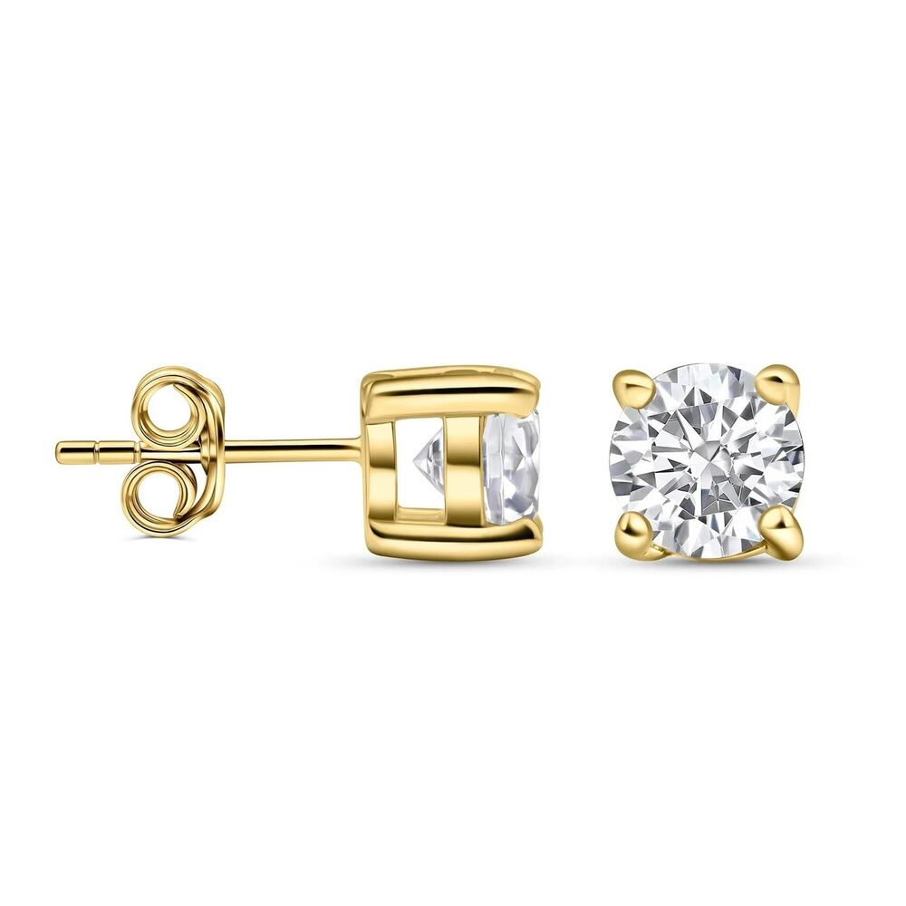 Modern Gents Diamond Mini Round Studs Gold 925 Sterling Silver 18K Gold Plated